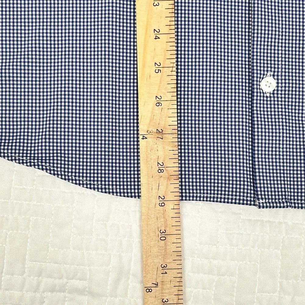 Mizzen+Main Trim Fit Shirt Mens XL Blue Check Commuter Performance Stretch